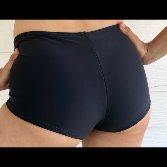 New, Billie Jo Black Boy Short Swim Bottoms - Picture 2 of 3